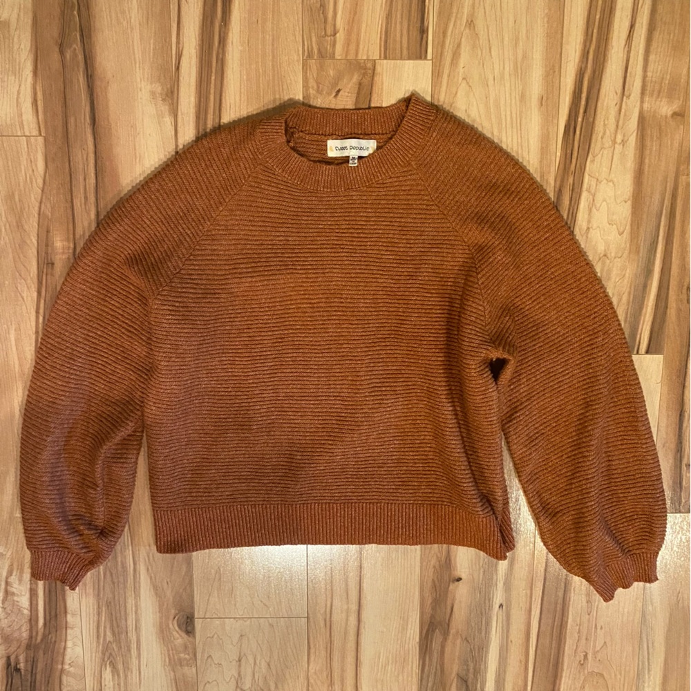 Sweet Republic Rust Ribbed Crewneck Sweater—M
